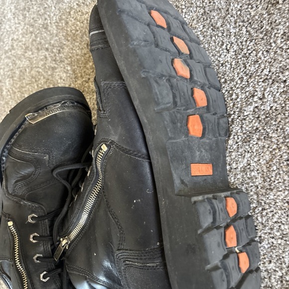 Harley Davidson 10 1/2  Motorcycle Boots Leather Black Mens Size 10.5M Damage - Picture 13 of 16